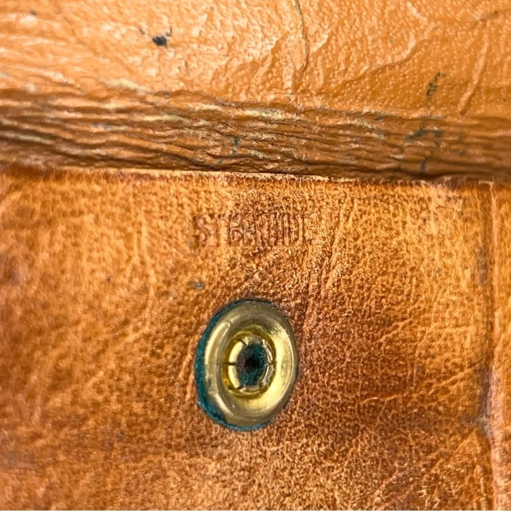 Vintage Justin Tan Brown Leather Wallet Tooled Western Cowboy